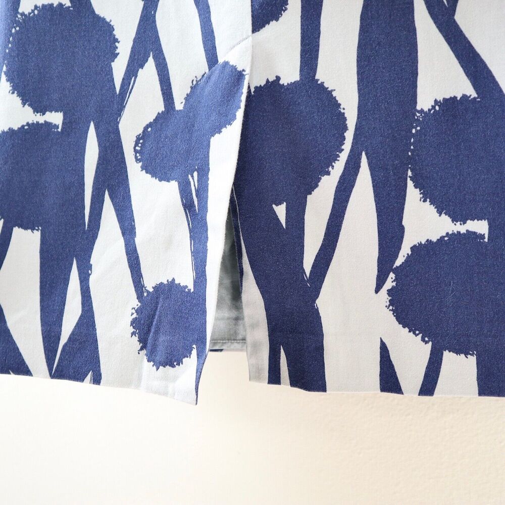 Boden Cotton Sateen Pencil Skirt Dandelion Print Blue Gray Altered* - Picture 6 of 9